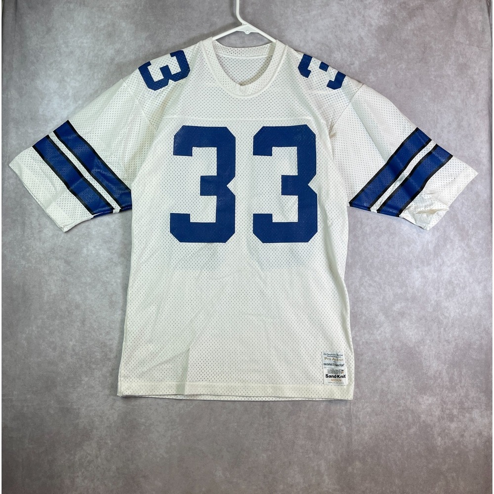 VTG Sand Knit Dallas Cowboys Football Jersey Mens Small Medalist Tony Dorsett
